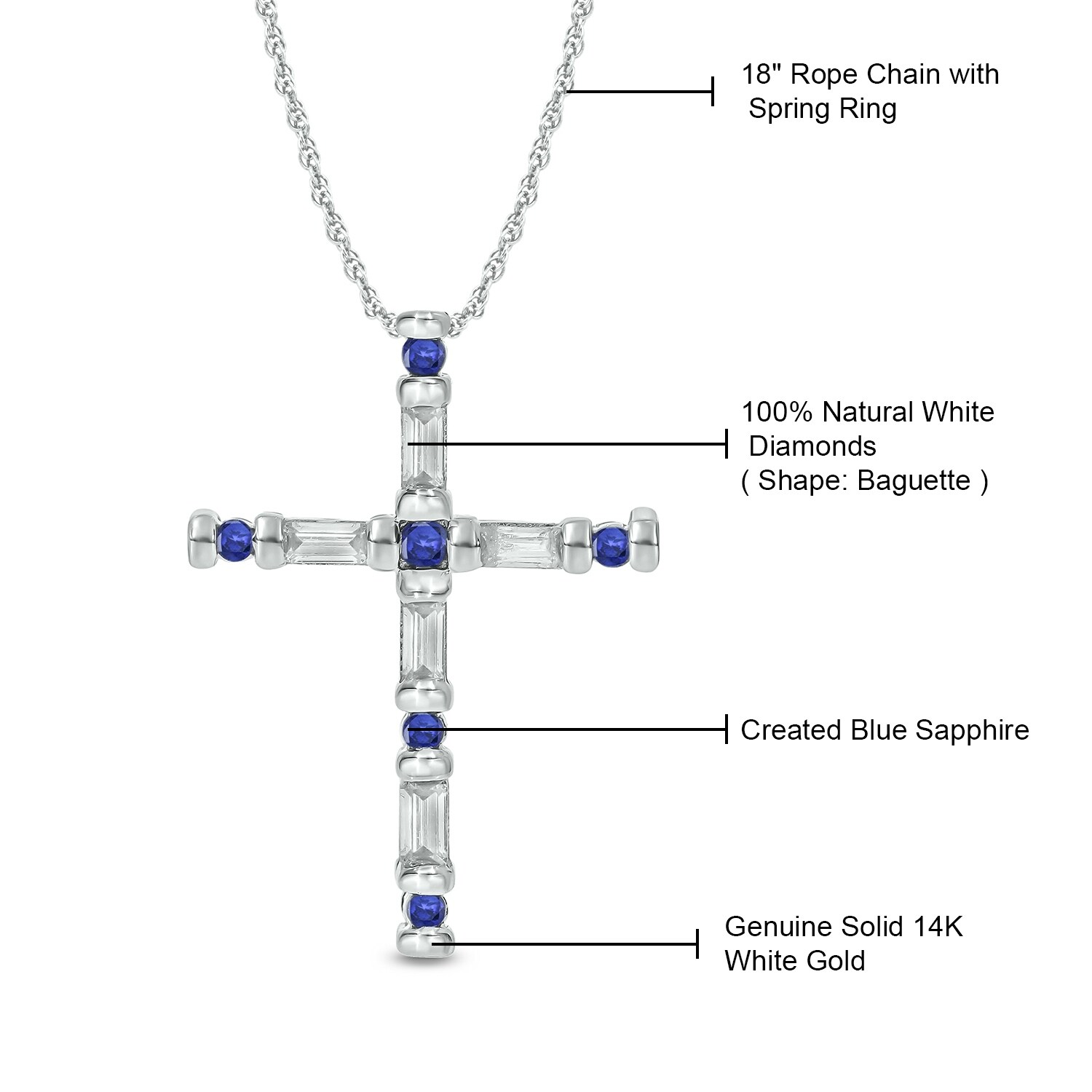 0.15 Ct Round cut Simulated Diamond Fashion Cross Pendant With 18 Chain 10K White Gold 0.15 Ct Round cut Simulated Diamond Fashion Cross Pendant With 18 Chain 10K White Gold