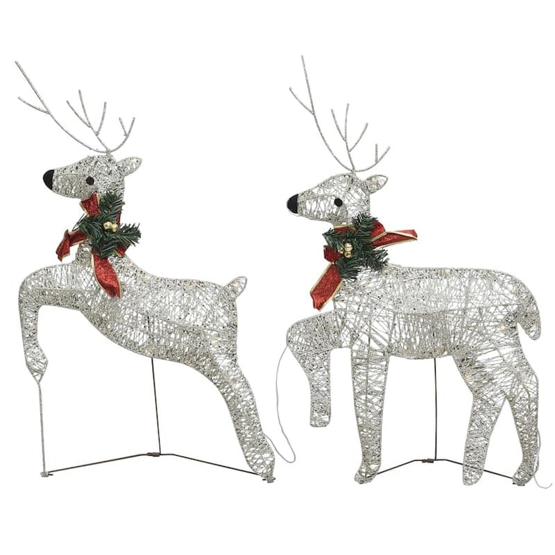 Garden 4pc Outdoor Reindeer Christmas Decoration, 80 Gold Yellow LEDs