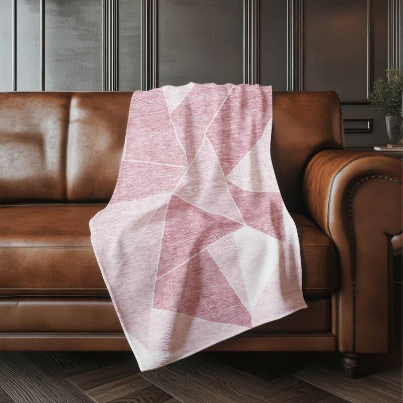 Premium Machine Washable Modern Contemporary Sherpa Throw Blanket - Blush - 4'2" x 5'10"