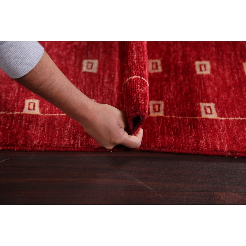 Red Gabbeh Kashkoli Oriental Wool Runner Rug Handmade Staircase Carpet - 2'9" x 10'1"