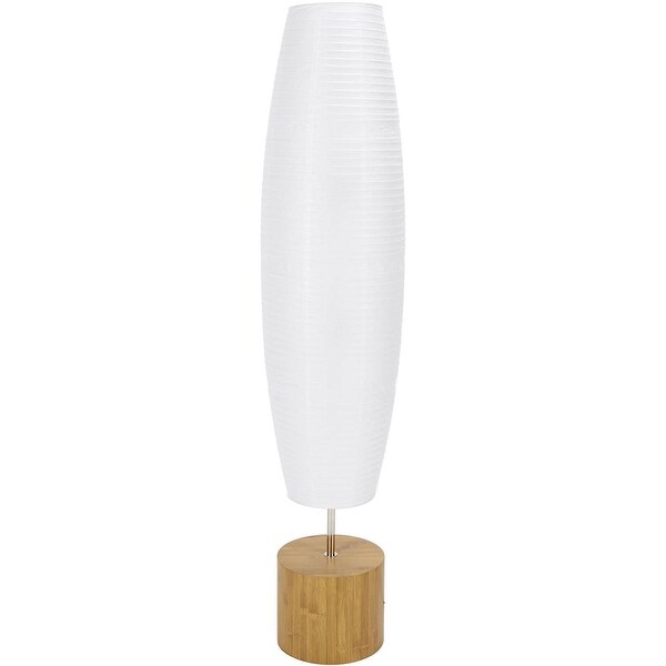 Mainstays rice paper floor lamp with dark wood base with bulb cheap