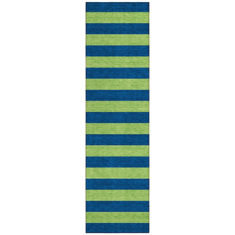 Machine Washable Indoor/ Outdoor Cabana Stripe Chantille Rug