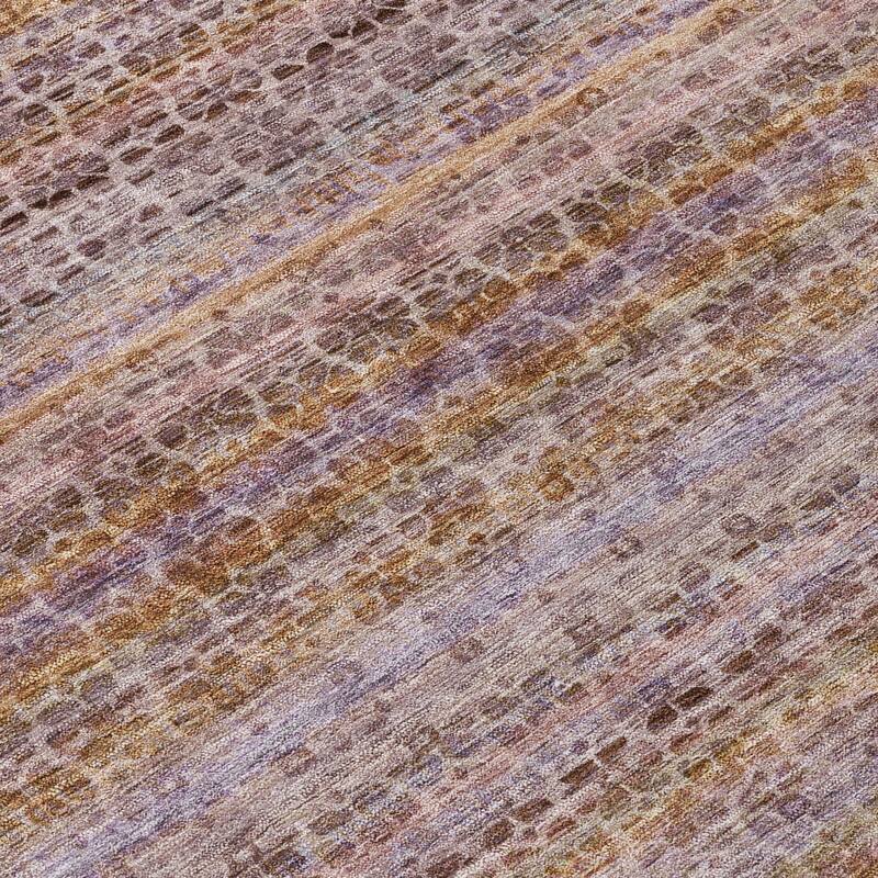 Machine Washable Indoor/Outdoor Transitional Striped Chantille Rug