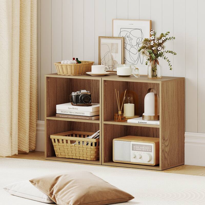 Gymax 2PCS 2-Cube Bookcase w/ 5-Position Adjustable Shelf