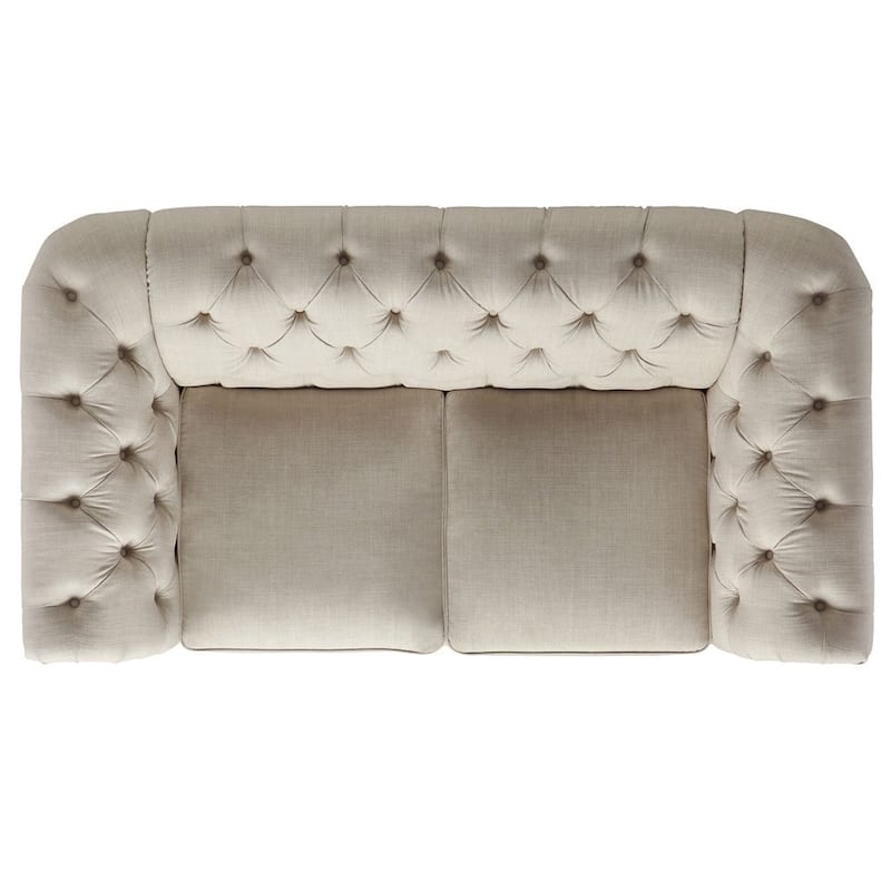 Knightsbridge Beige Linen Tufted Scroll Arm Chesterfield Loveseat by iNSPIRE Q Artisan