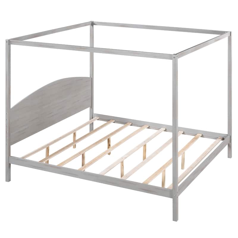 King Size Canopy Platform Bed with Headboard and Support Legs Bed Bath & Beyond 38943966