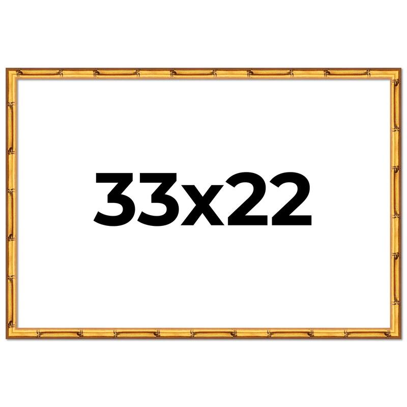 33x22 Frame Gold Bamboo Picture Frame Modern Photo Frame Includes UV Acrylic Shatter Guard Front Acid Free Foam Backing Board