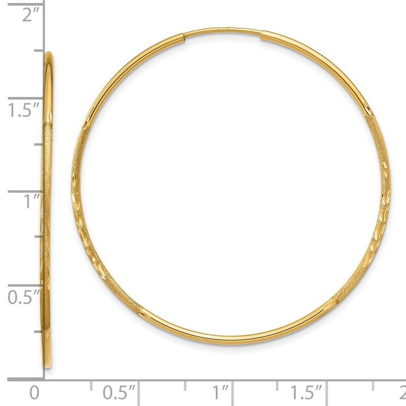 Curata 14k Yellow Gold Sparkle Cut Endless Hoop Earrings - 41x41mm
