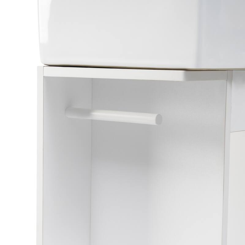 18.6" Vertical Stripe Door Cabinet Bathroom Vanity with Sink, Toilet Paper Holder and 2-tier Shelf - Available Left or Right