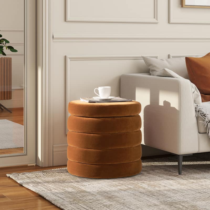 Jennifer Taylor Home Fuji 19" Upholstered Tufted Round Storage Ottoman