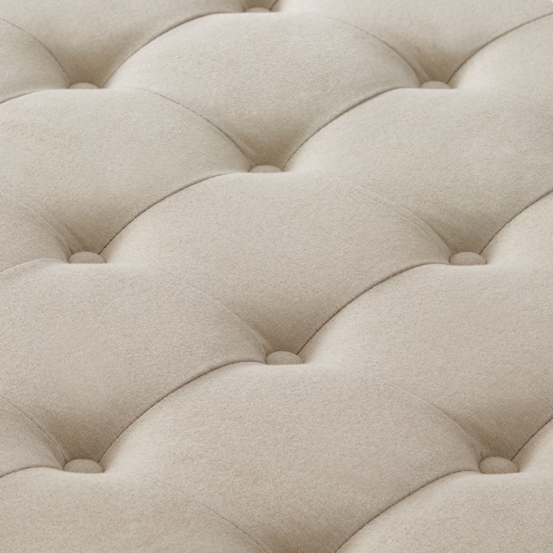 Upholstered Fabric Button Tufted Storage Ottoman with Nail Trims