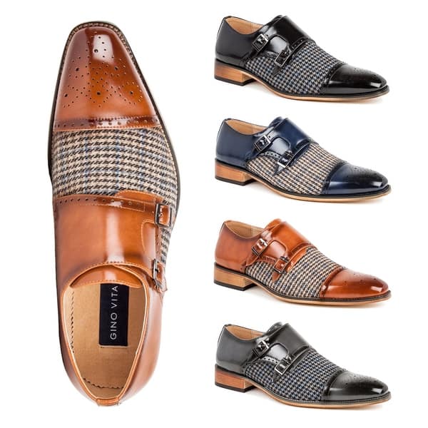 Gino Vitale Men�s Monk Strap Cap Toe Brogue Loafer