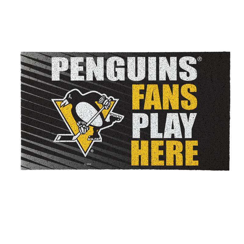 28 in. x 16 in. Pittsburgh Penguins "Fans Play Here" PVC Door Mat
