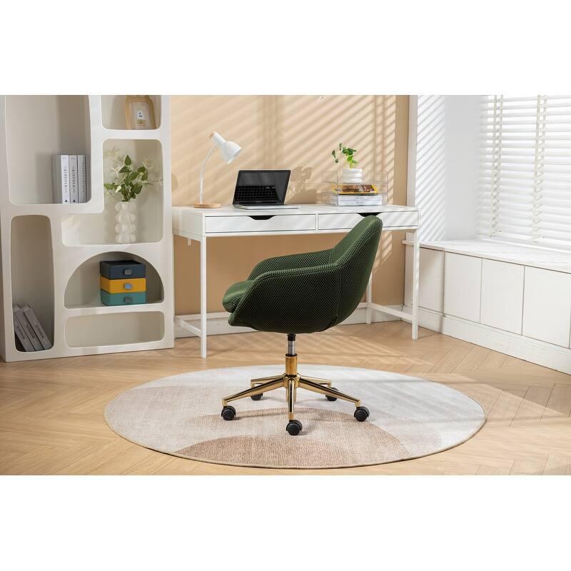 360°Swivel Home Office Chair With Adjustable Height and Gold Metal Base