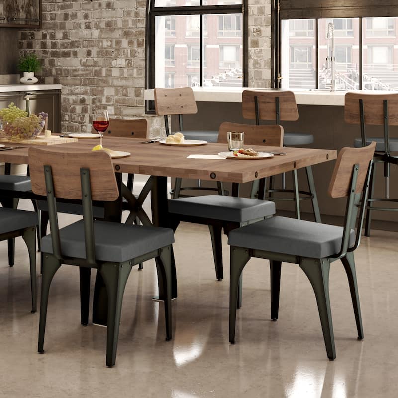 Amisco Symmetry Set of 2 Upholstered Dining Chairs with Wood Backrest
