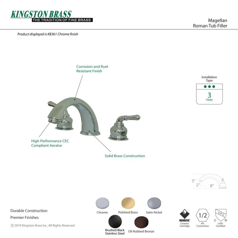 Magellan 3-Hole Deck Mount Roman Tub Faucet in Matte Black