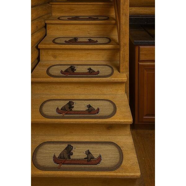 Canoe Slide Stair Railing Cozy Cabin Bear Canoe Tread Non Skid Lodge Stair Treads 9
