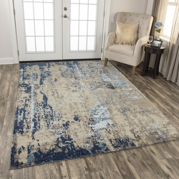 slide 2 of 30, Alora Decor Noble Abstract Hand-knotted Wool Blend Rug