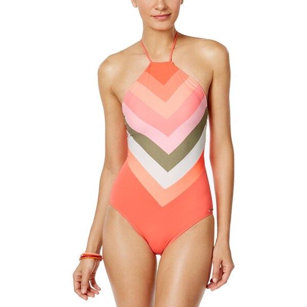 Shop Vince Camuto Womens Swim Lace Up Back High Neck One Piece