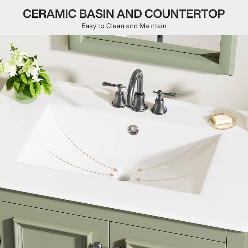 Modern Bathroom Vanity with Sink, Vanity Cabinet with Drawer and Door Organizer