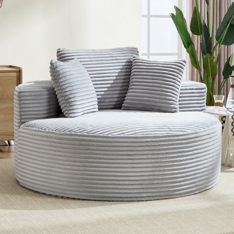 Round Sofa Bed with Memory Foam Sectional Couches for Living Room, Cloud Couch with 3 pillows - Grey