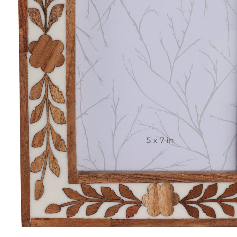 Wood Glass Decorative Photo Frame Handcrafted Boho for Home Display