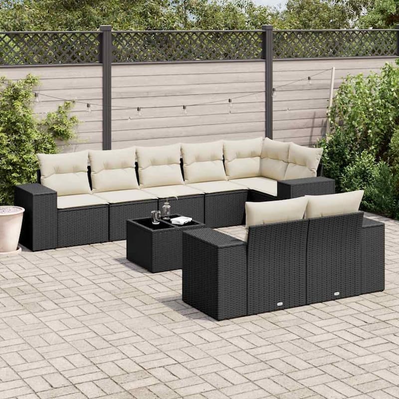 vidaXL Garden Sofa Set Black - 24.4 x 32.7 x 27.2