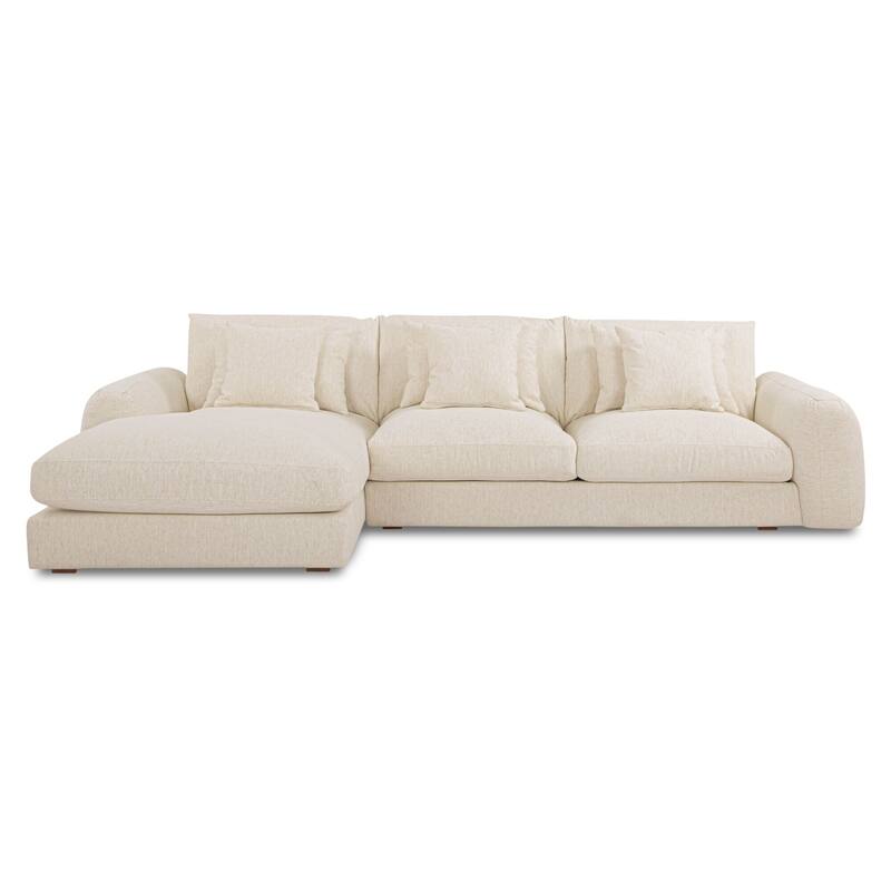 NADAAL STUDIOS Avelyn Left-Facing Sectional, Pillow-Soft Seating with Faux Feather Fill and Oat Fabric Upholstery - Oat - Left Facing
