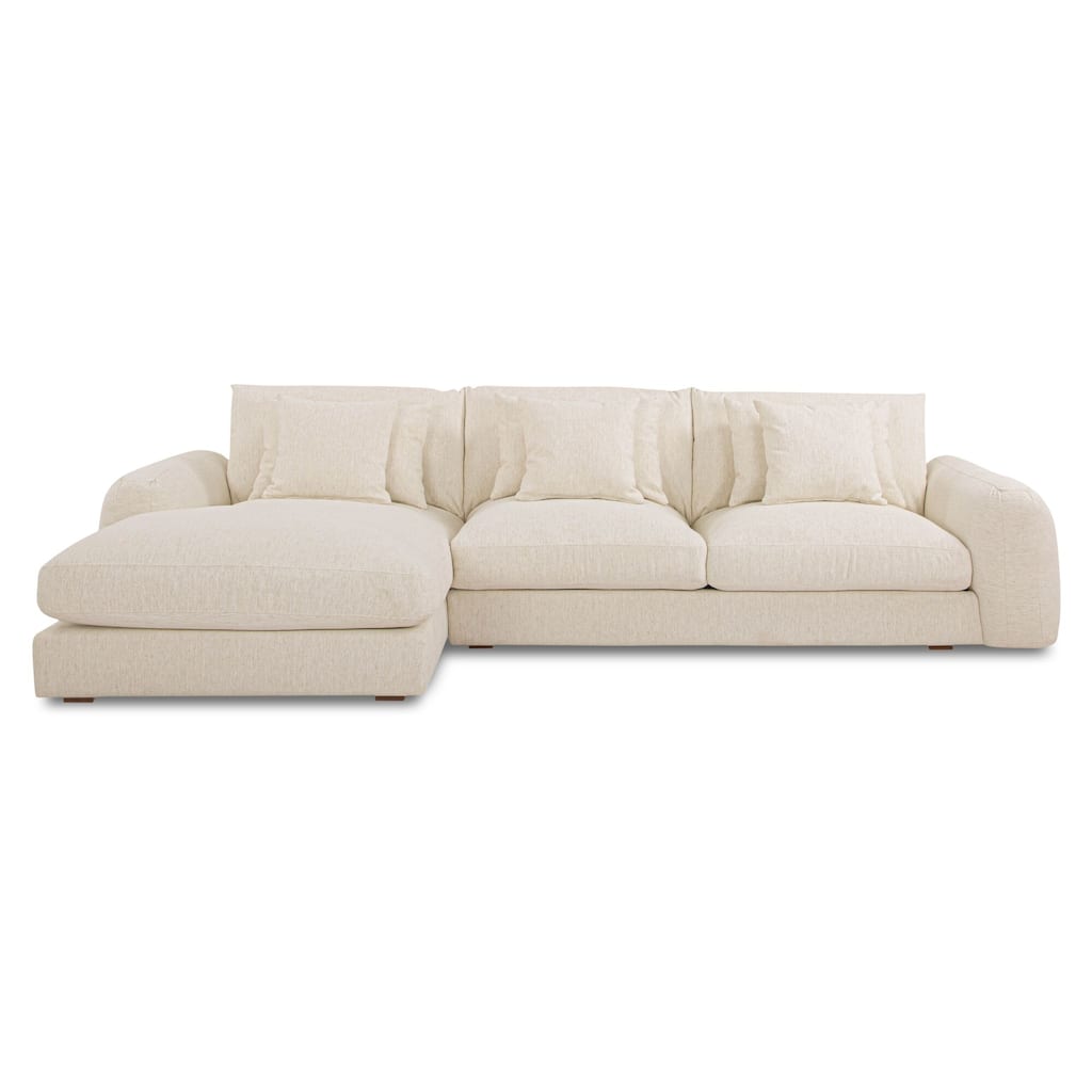 NADAAL STUDIOS Avelyn Left-Facing Sectional, Pillow-Soft Seating with Faux Feather Fill and Oat Fabric Upholstery