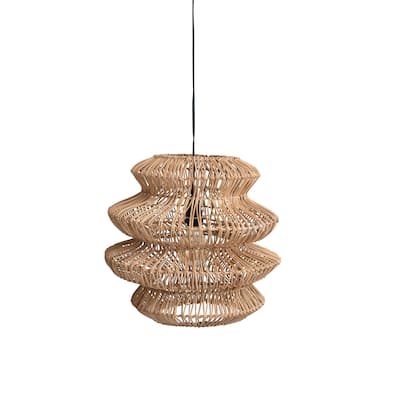 Woven Rattan Sculptural Pendant Light - 15.8"L x 15.8"W x 15.8"H