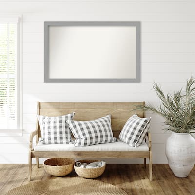 Brushed Nickel Framed Non-Beveled Custom Wall Mirror, Bathroom Vanity Mirror