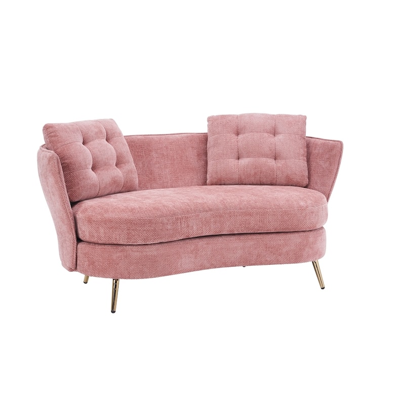 Upholstered Couch with Golden Metal Legs
