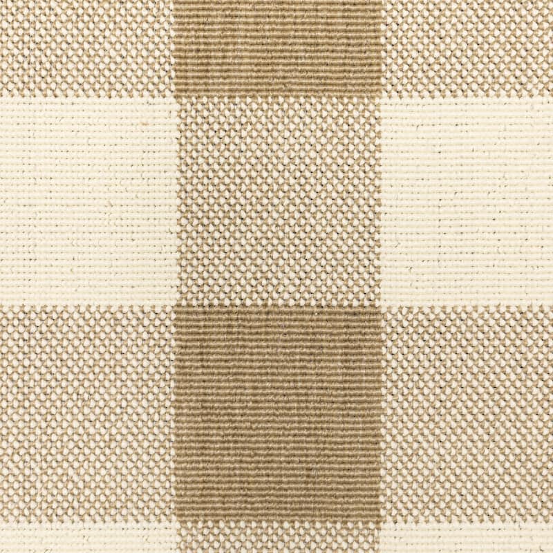 Vista Home Malta Gingham Check Indoor/Outdoor Area Rug - 7'10" Round - Tan