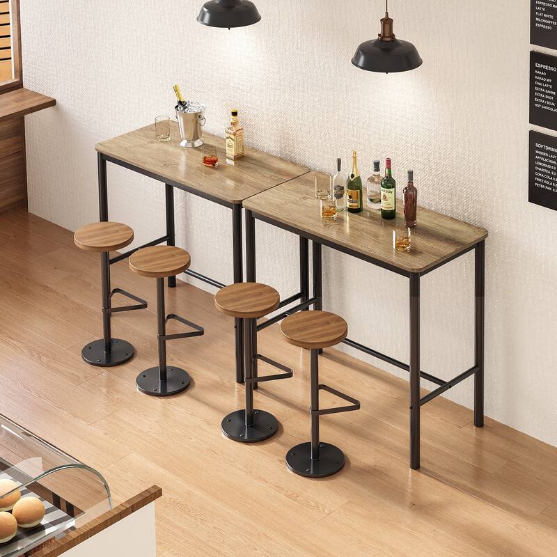 47 inch Counter Height Bar Table, Rectangular Dining Counter Tables with Metal Legs