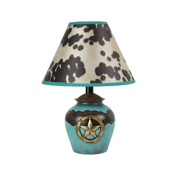 Western Star Design Urn Style Table Lamp With Cow Print Fabric Shade 14 X 10.25 X 10.25 inches Bed Bath Beyond 37472931