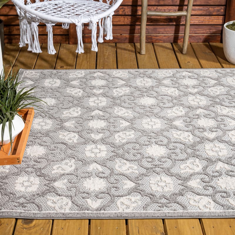 JONATHAN Y Crisantemo Tile Trellis High-Low Indoor/Outdoor Area Rug