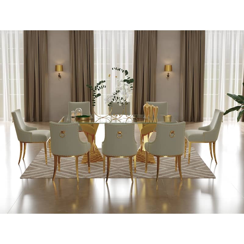 78 inch and 94 inch Glass Dinner Table Falcone Kitchen and Dining Table