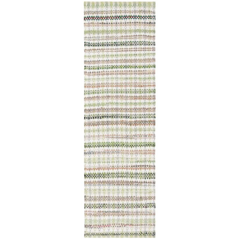 SAFAVIEH Handmade Flatweave Montauk Hermanda Casual Cotton Rug - 2'3" x 8' Runner - Green/Multi