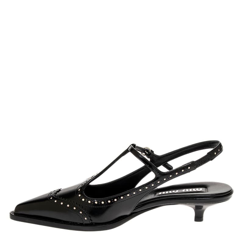 Miu Miu Brushed Leather Brogue Slingbacks