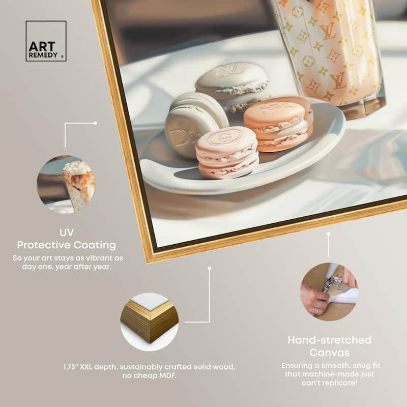 Glam Iced Coffee and Macarons Canvas by Art Remedy