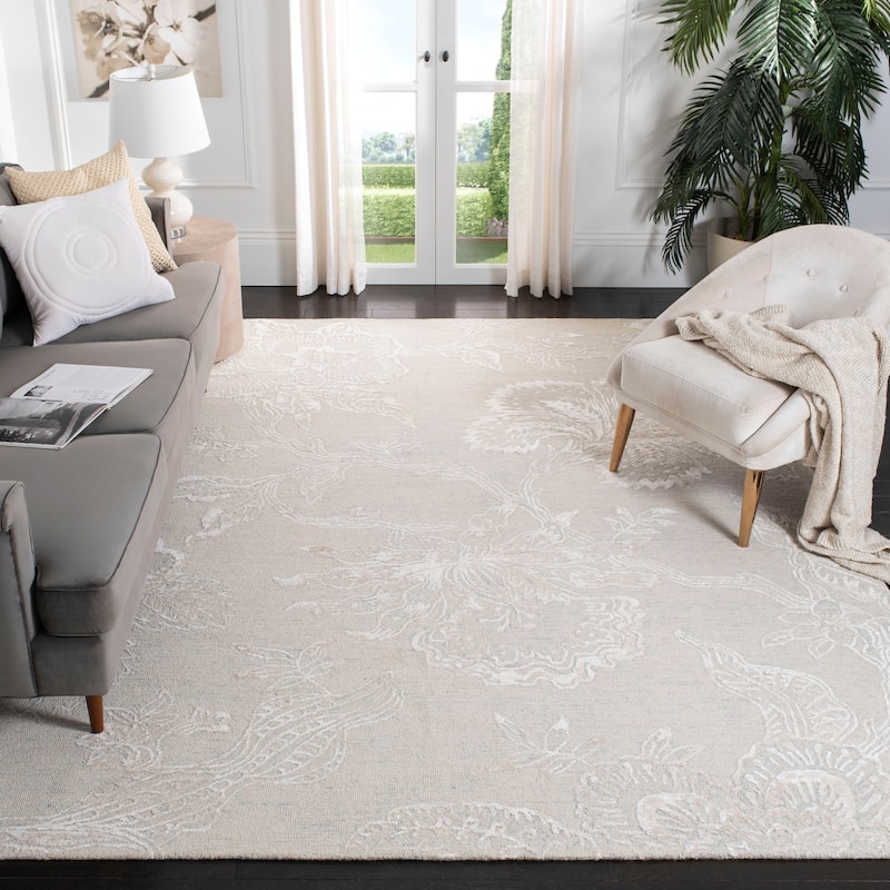 SAFAVIEH Handmade Glamour Korinna Modern Wool Rug - 9' x 12' - Light Blue/Ivory
