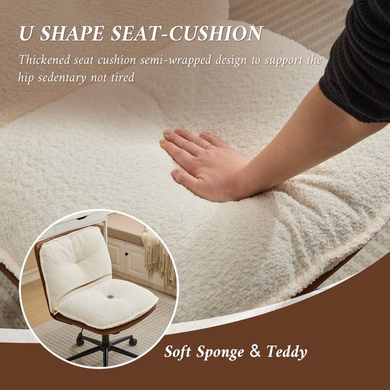 Oversize Seat Cirss Cross Chair with Wheels, Elegant Design Computer Chair, Adjustable Height 360° Rolling Swivel Chair