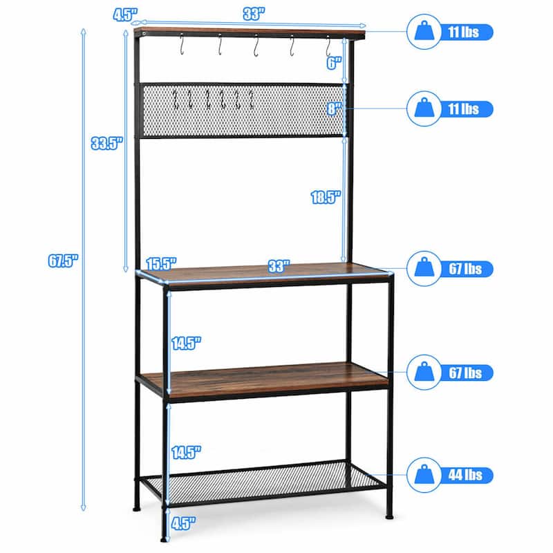 Gymax 4-Tier Kitchen Bakers Rack Microwave Oven Stand Industrial - See Details