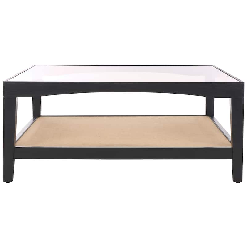 SAFAVIEH Couture Nicolella Solid Wood/Glass Top Square Coffee Table - 40"W x 40"D x 17"H