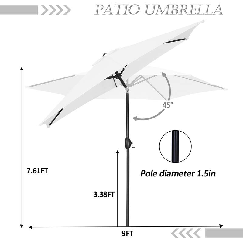 Ainfox 9ft Outdoor Patio Umbrella Multi-color Crank Lift Without Base