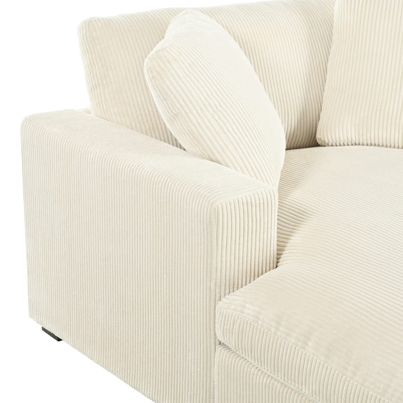 Beige Modern 53.5" Chaise Lounge Chair with Solid Wood Legs and Pillows for Living Room