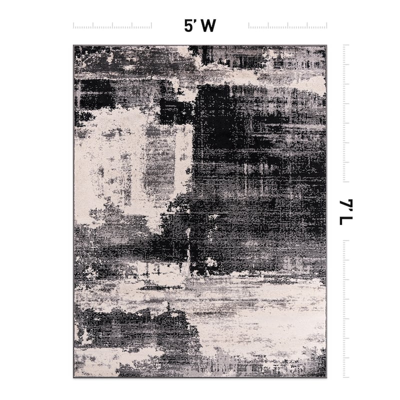 World Rug Gallery Modern Abstract Design Black Area Rug
