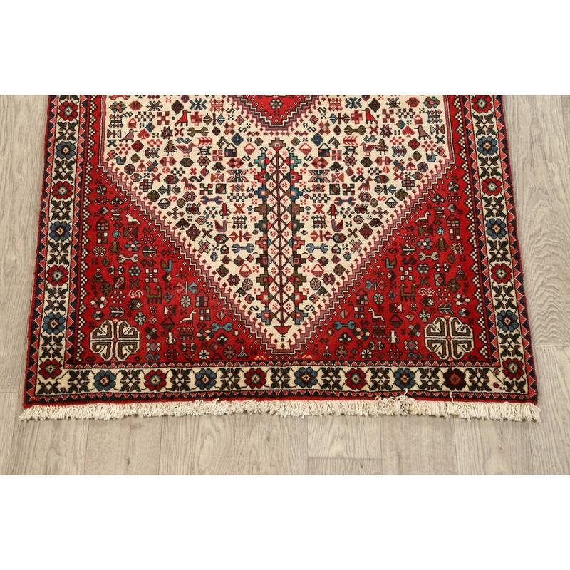 Vegetable Dye Tribal Abadeh Persian Wool Area Rug Handmade Carpet - 3'5" x 5'1"