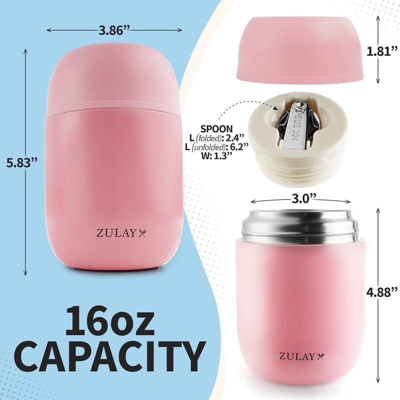 Zulay Kitchen Leakproof Insulated Food Jar For Hot Food Thermos For
