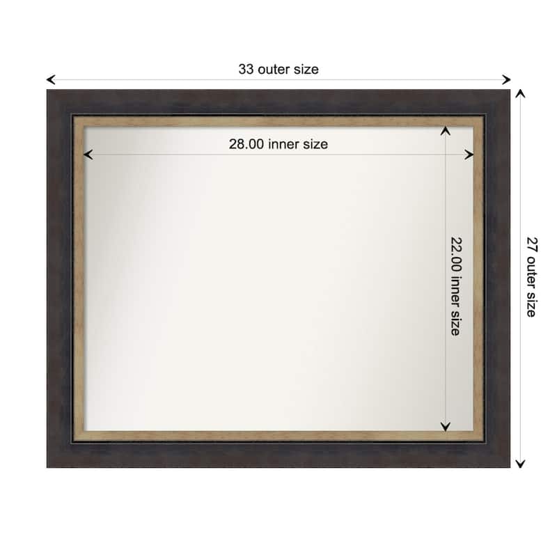 Hammered Charcoal Tan Non-Beveled Wood Framed Bathroom Vanity Wall Mirror - Hammered Charcoal Tan - Glass Size 28x22